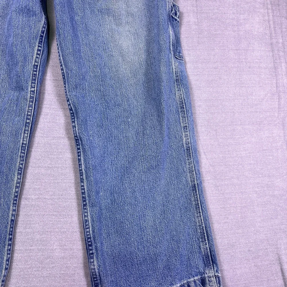 VTG Faded Glory Men's‎ Blue Denim Distressed Wide Leg Carpenter Jeans Size 38x30